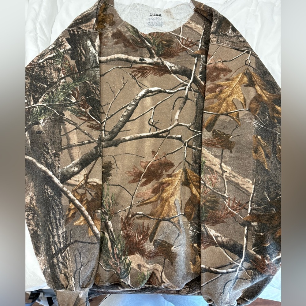 off the shoulder camo sweatshirt